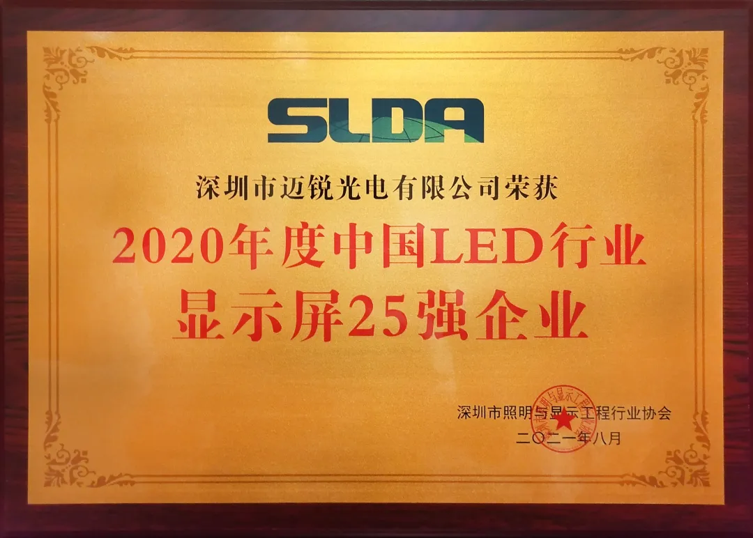Mightary LED Named Among Top 25 Chinese LED Display Enterprises for 2020