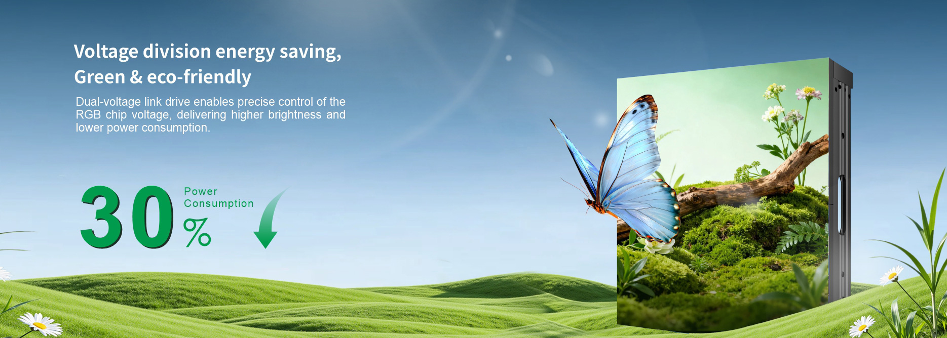 Voltage division energy saving,Green & eco-friendly Dual-voltage link drive enables precise control of theRGB chip voltage, delivering higher brightness and lower power consumption. 30% Power Consumption